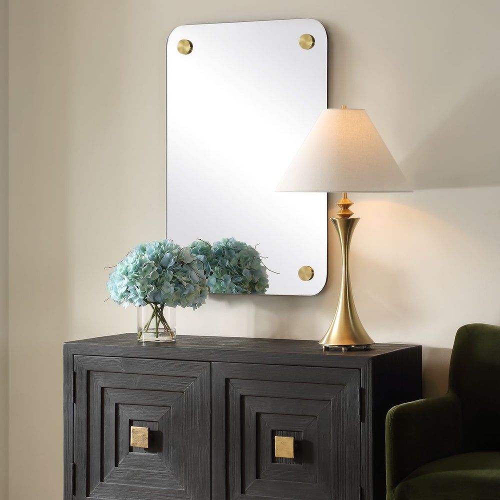 Uttermost Hamrick Polished Bras Rounded Corners Rectangular Mirror - Image 2