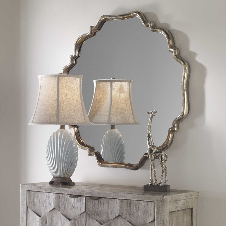 Uttermost Valentia Silver with Gray Wash Round Mirror - Image 1