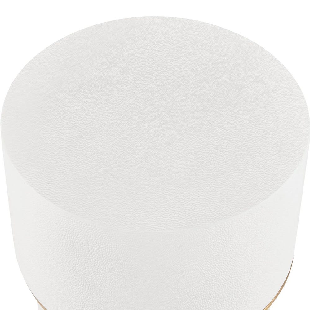 Uttermost Wessex White Faux Shagreen Drink Table with Brushed Brass Accents - Image 3