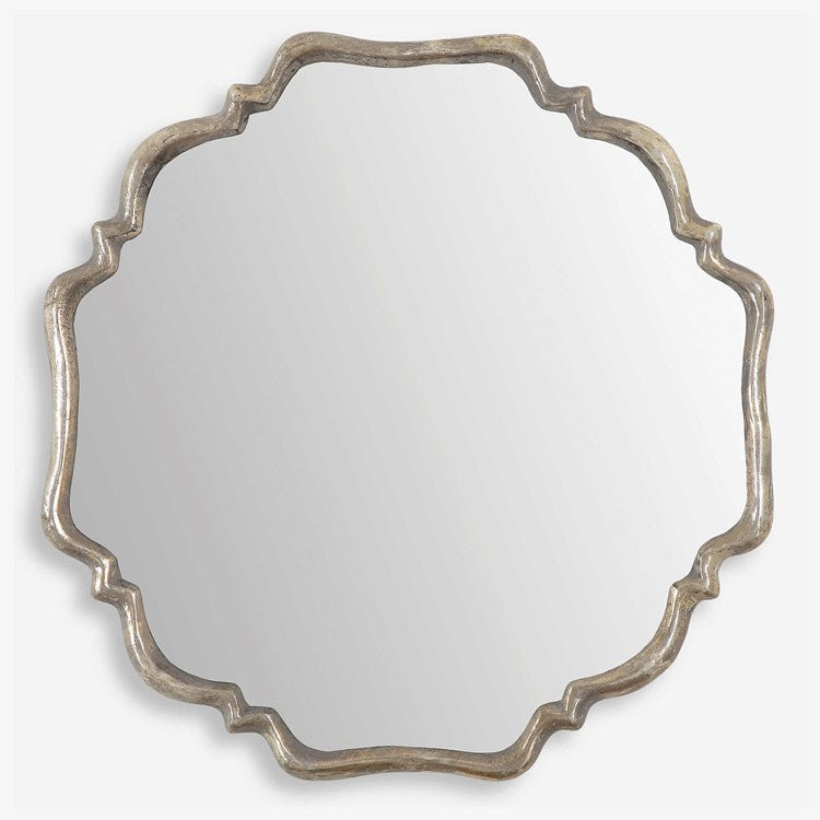 Uttermost Valentia Silver with Gray Wash Round Mirror - Image 2