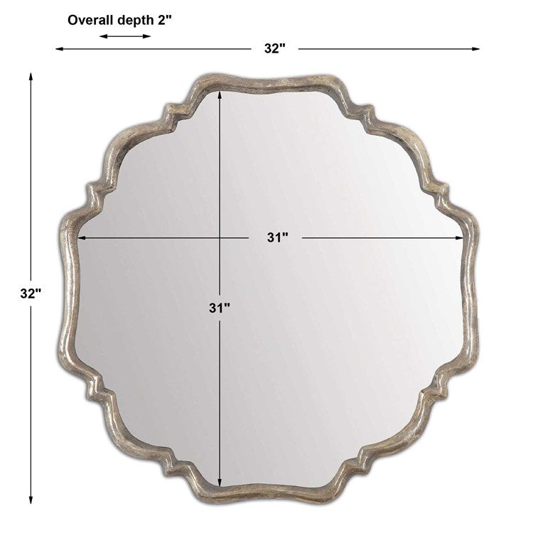 Uttermost Valentia Silver with Gray Wash Round Mirror - Image 3