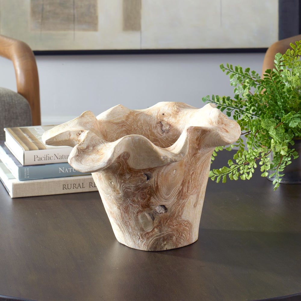 Uttermost Teak Flow White Washed Wood Bowl Indoor and Outdoor Use - Image 1