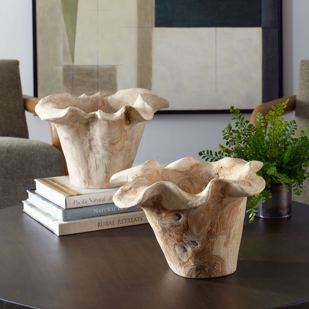 Uttermost Teak Flow White Washed Wood Bowl Indoor and Outdoor Use - Image 2