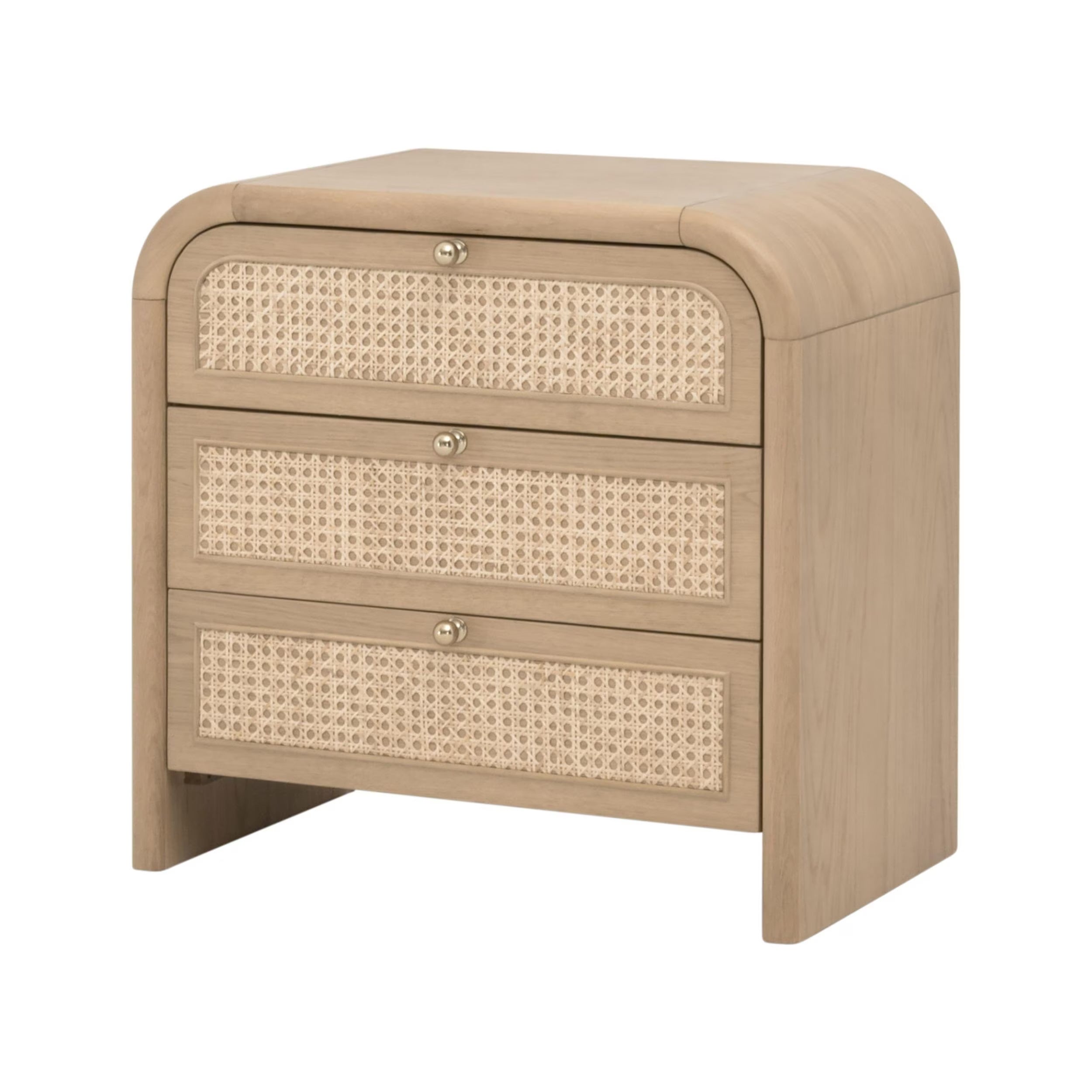 Essentials For Living Cannes 3- Drawer Nightstand ~ Natural Oak, Cane - Image 3