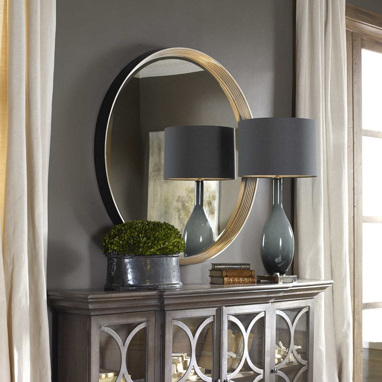 Uttermost Serenza Silver Leaf Round Mirror - Image 1