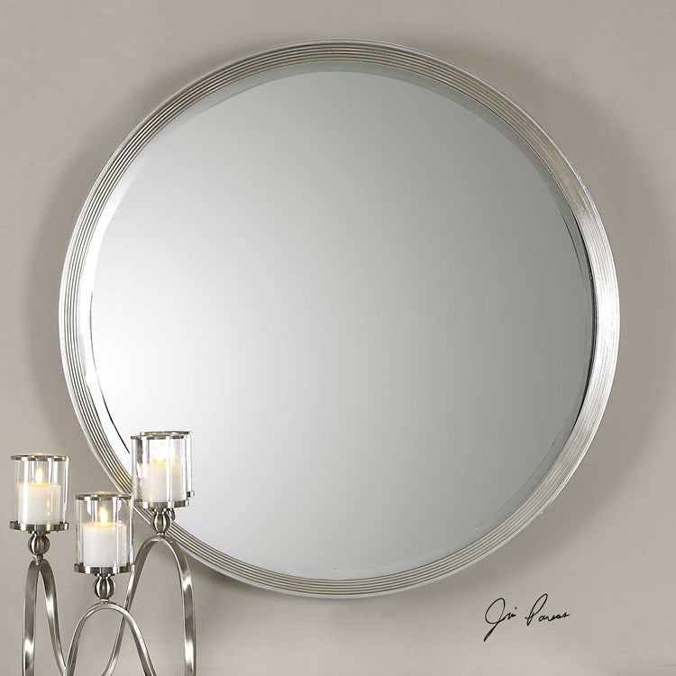 Uttermost Serenza Silver Leaf Round Mirror - Image 3
