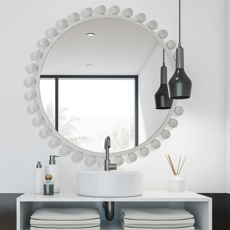 Uttermost Cyra White Iron Round Mirror - Image 1