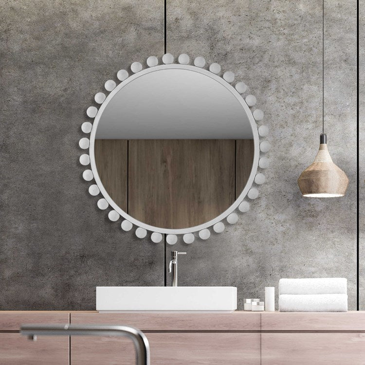 Uttermost Cyra White Iron Round Mirror - Image 3