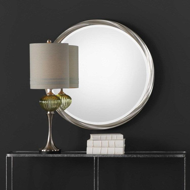 Uttermost Orion Metallic Silver Leaf Round Mirror - Image 2
