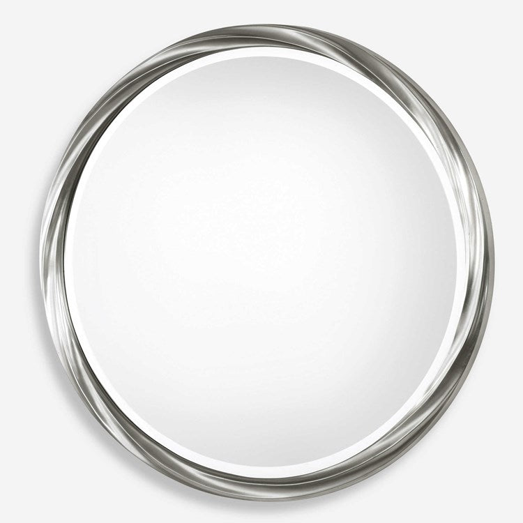 Uttermost Orion Metallic Silver Leaf Round Mirror - Image 1
