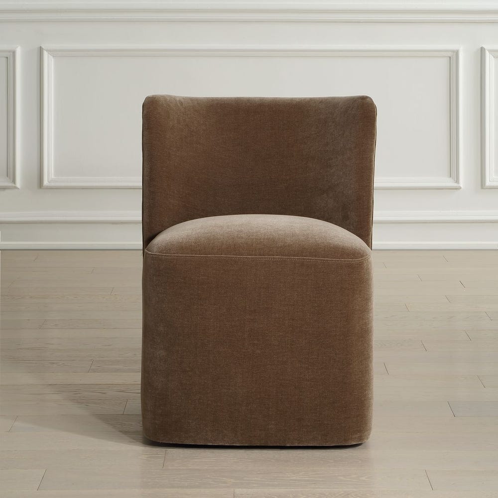 Uttermost Outlook Rich Truffle Velvet Modern Curved Dining Chair - Image 2