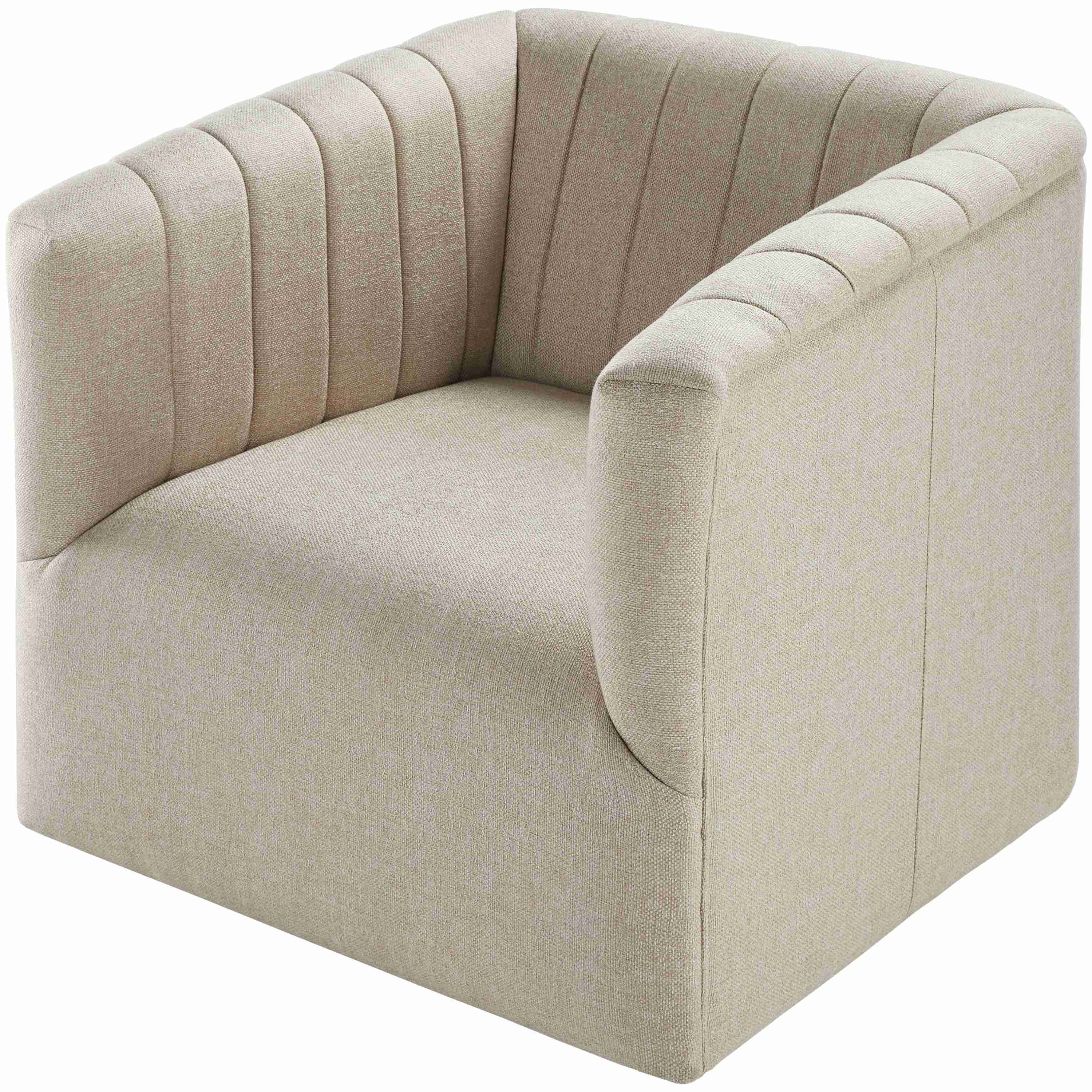 Surya Maggie Modern Cream Channeled Swivel Chair - Image 3