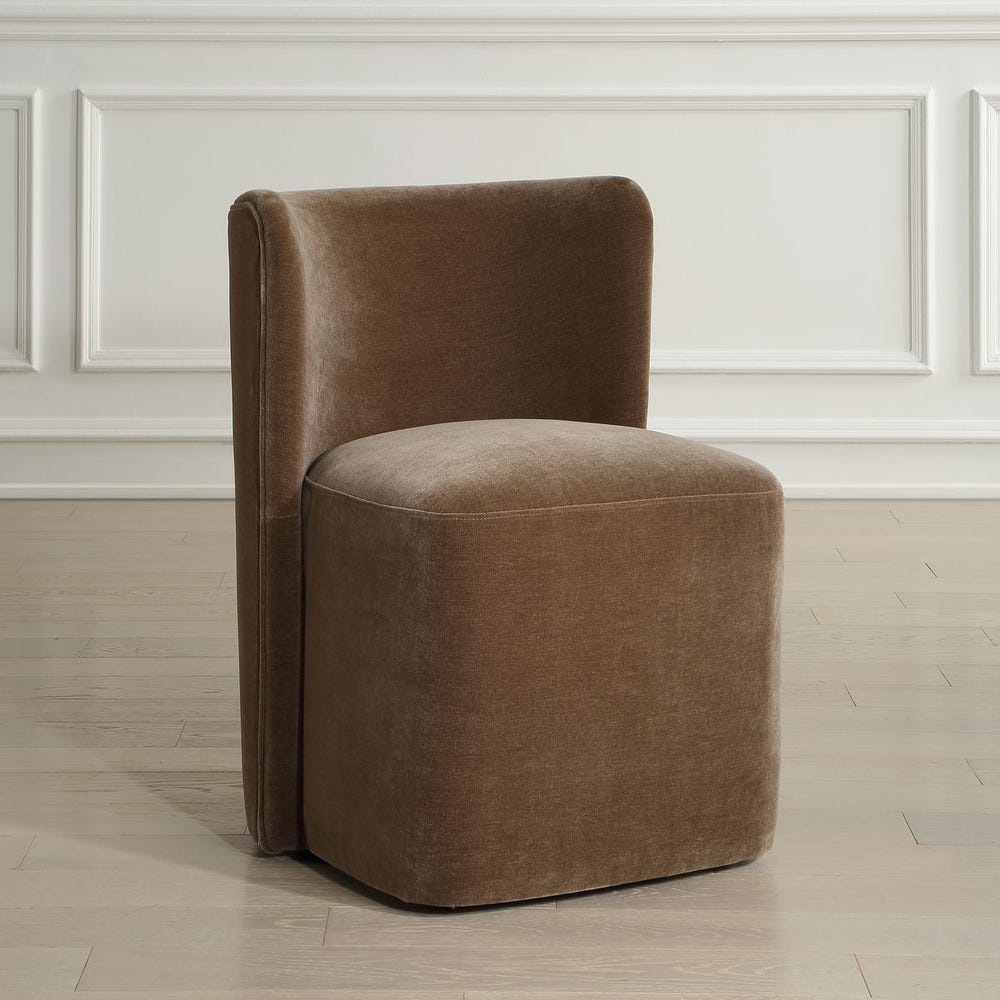 Uttermost Outlook Rich Truffle Velvet Modern Curved Dining Chair