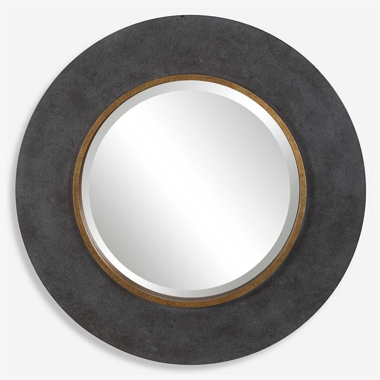 Uttermost Saul Mottled Charcoal Round Mirror - Image 2
