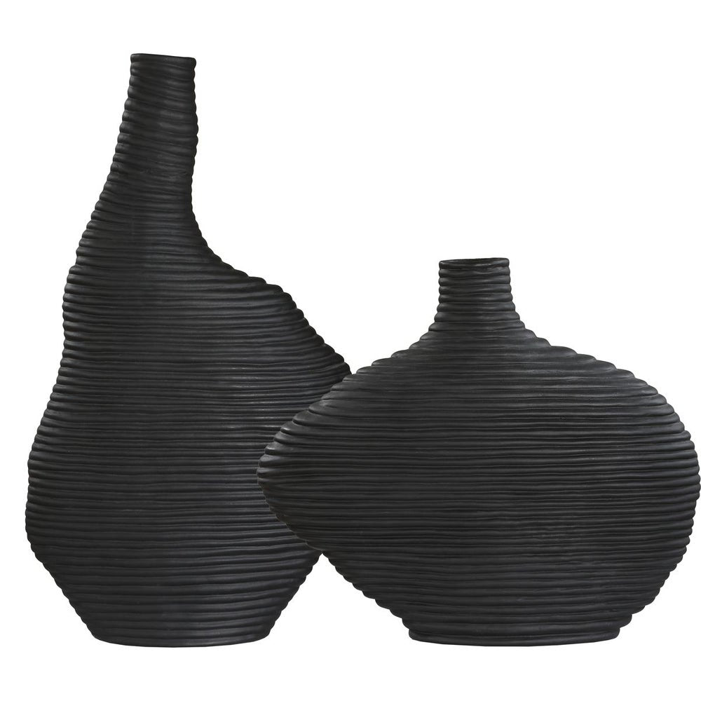 Uttermost Duostacked Set Of 2 Matte Black Ceramic Vases - Image 3