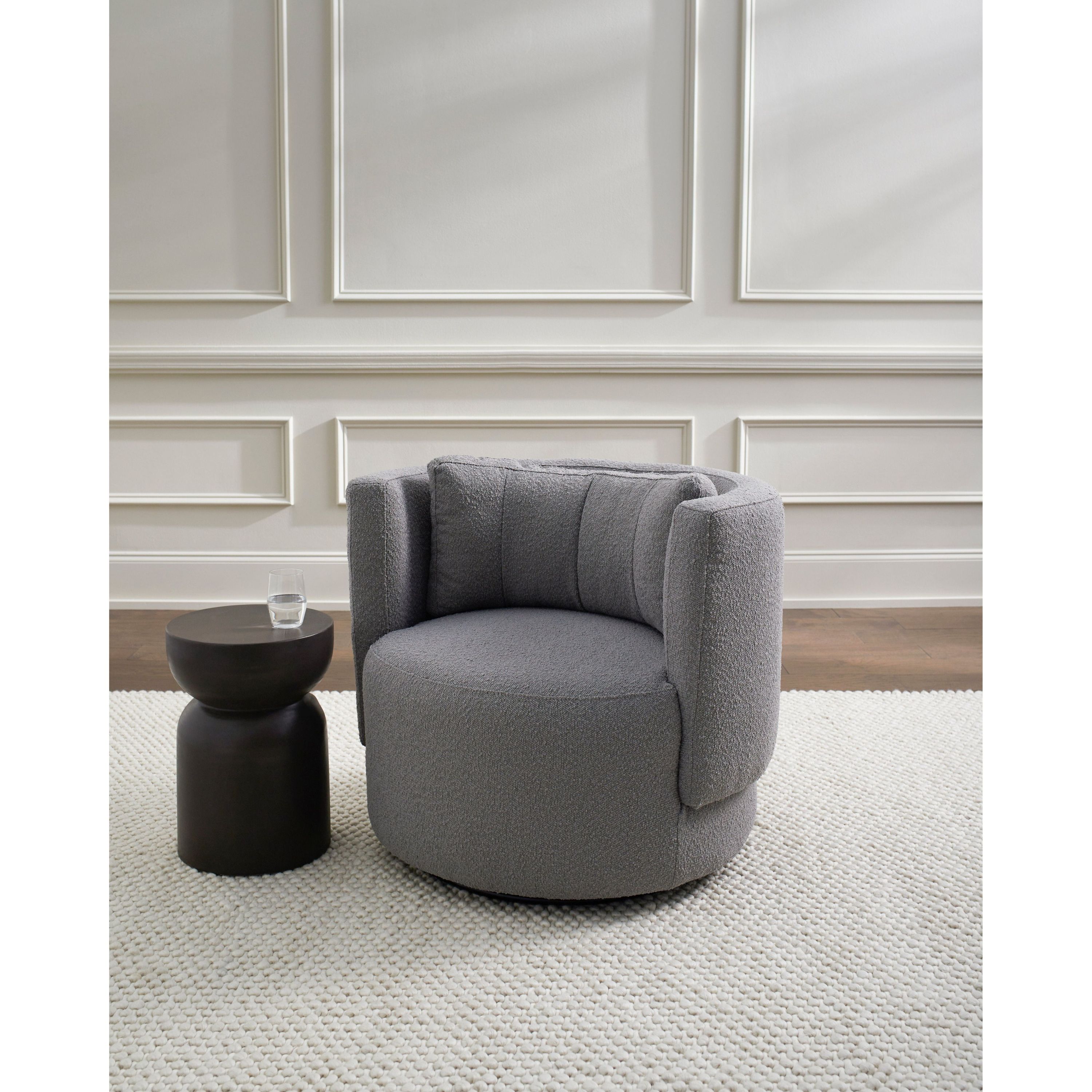 Surya Bingham Modern Charcoal Gray Swivel Chair - Image 2
