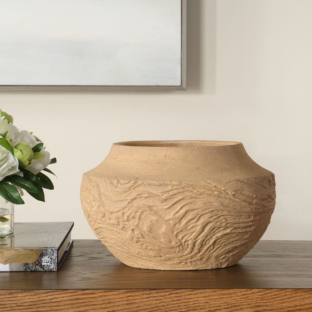 Uttermost Sandstone Flow Terracotta Round Vase - Image 1