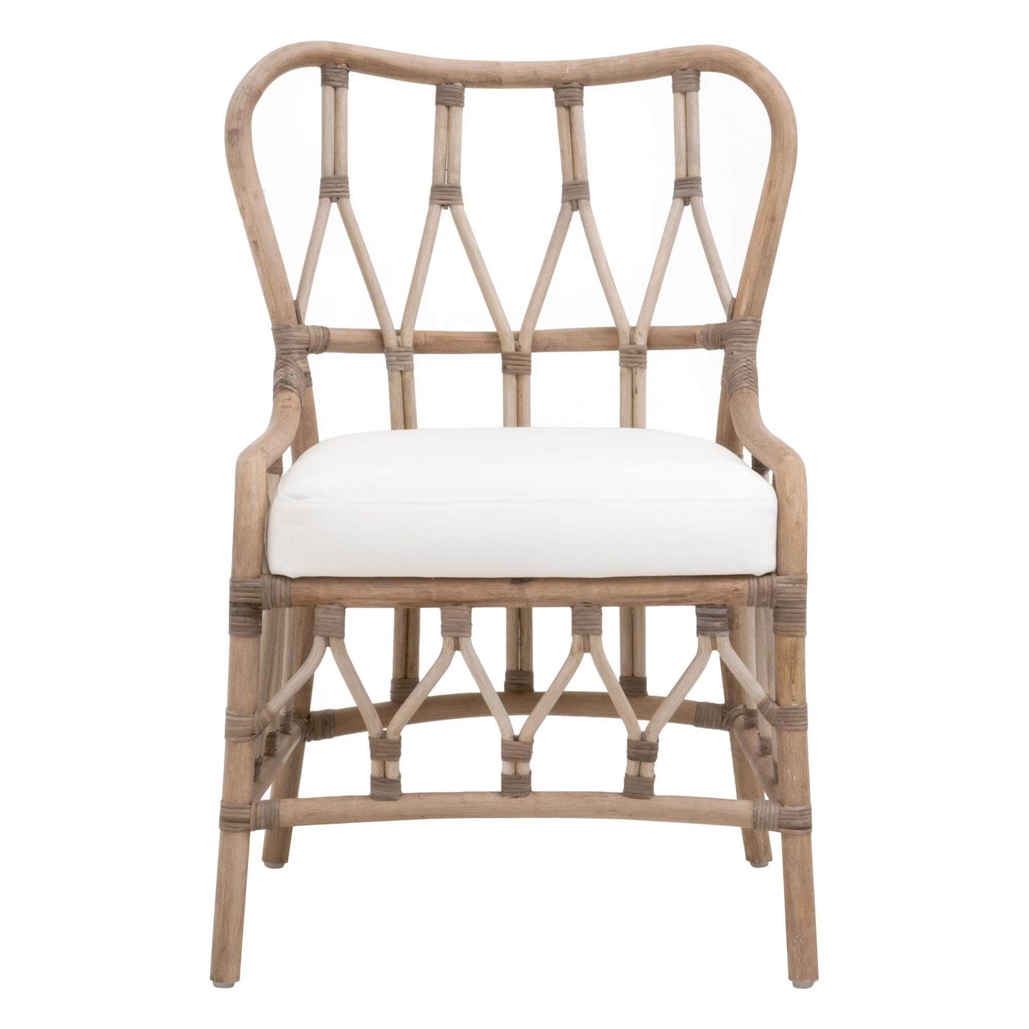 Essentials For Living Caprice Dining Chair ~ Matte Gray Rattan, Blanche, Matte Gray Binding (SET of 2) - Image 1