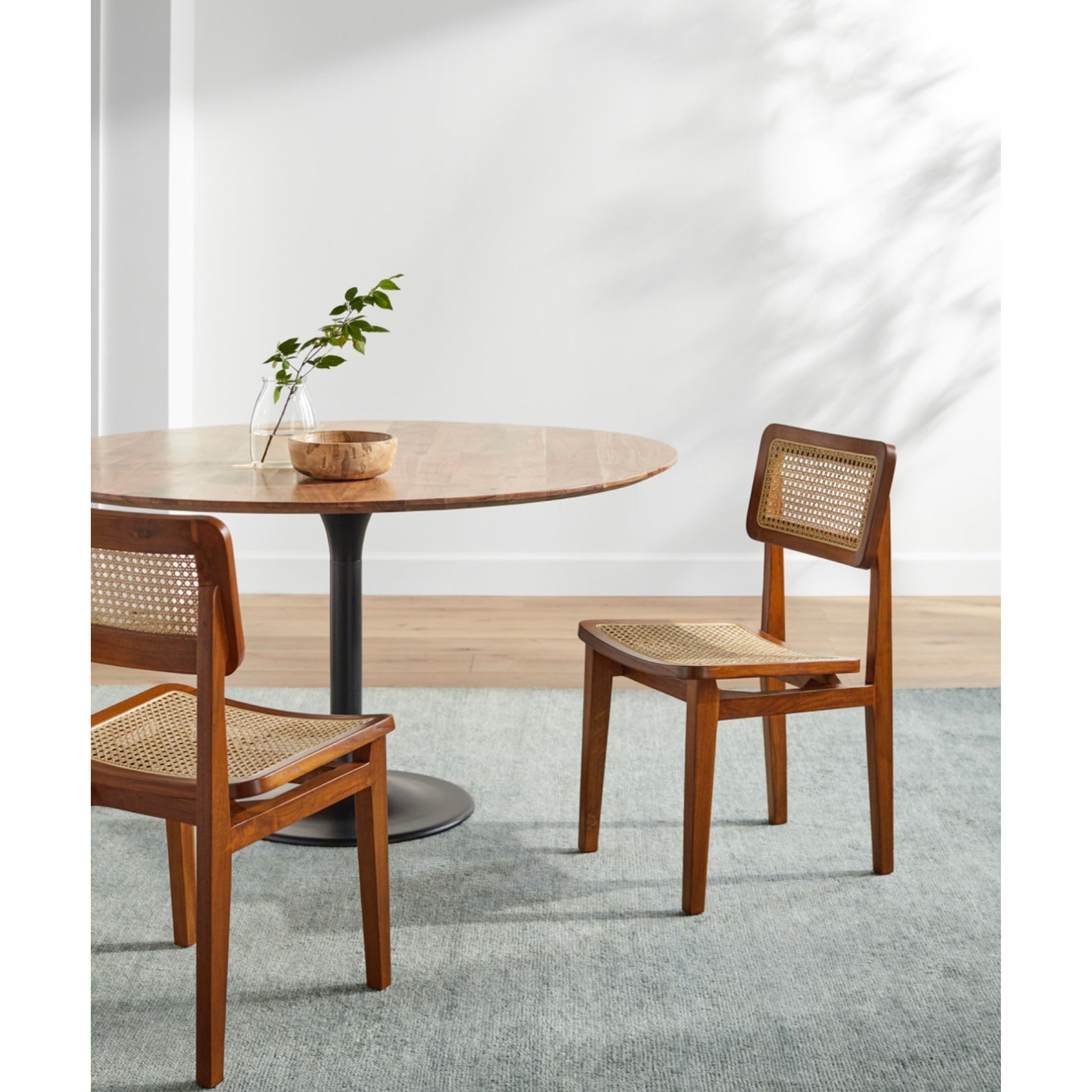 Surya Arxan Modern Rattan Wheat Back Set of 2 Wood Dining Chairs - Image 1