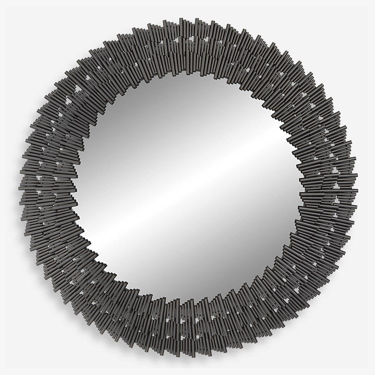 Uttermost Illusion Burnished Steel Silver 3 Dimensional Round Mirror - Image 3