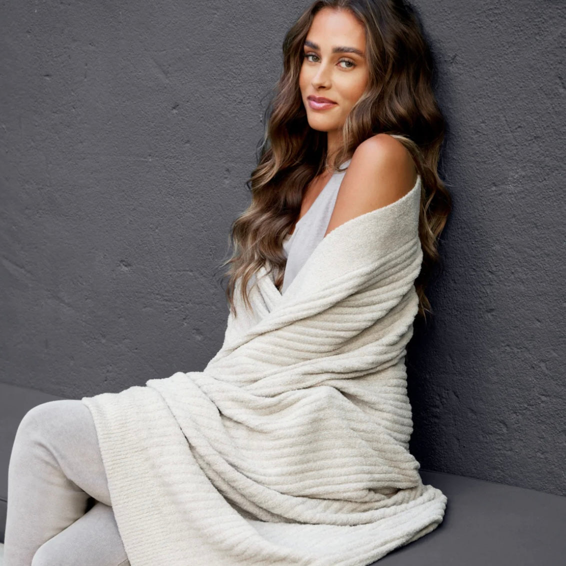 Barefoot Dreams CozyChic Lite Pearl Ribbed Throw Blanket - Image 2