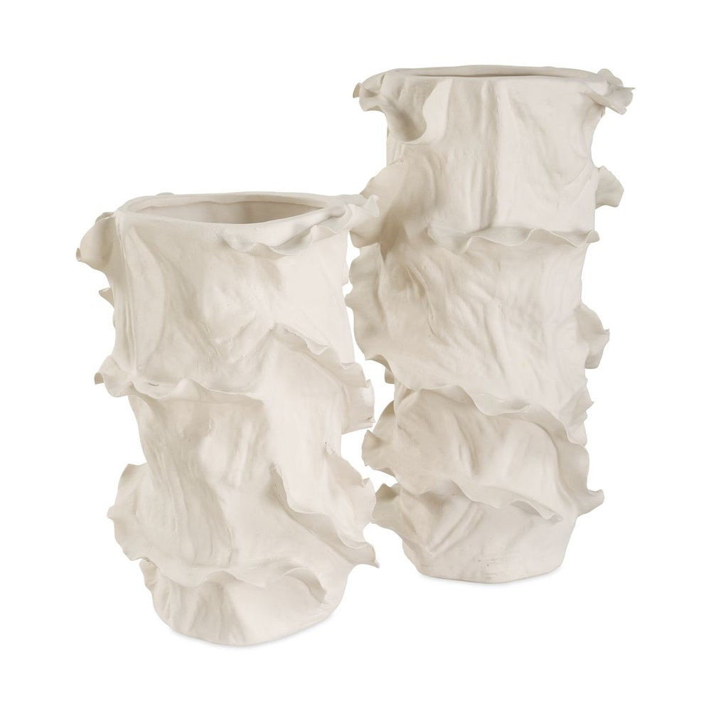 Uttermost Ripple Crest White Finished Vases ~ Set Of 2 - Image 2