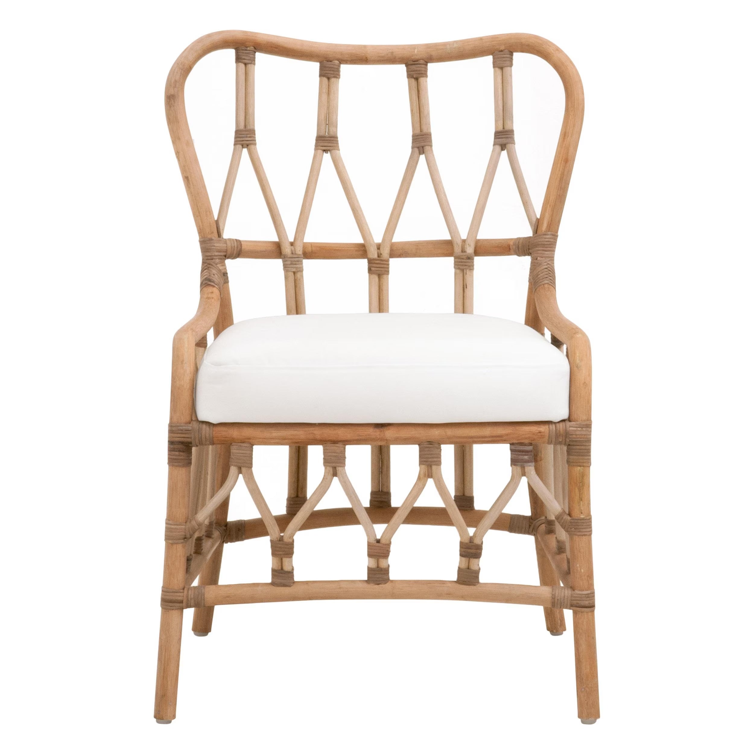 Essentials For Living Caprice Dining Chair ~ Natural Rattan, Blanche, Natural Binding (Set of 2) - Image 1