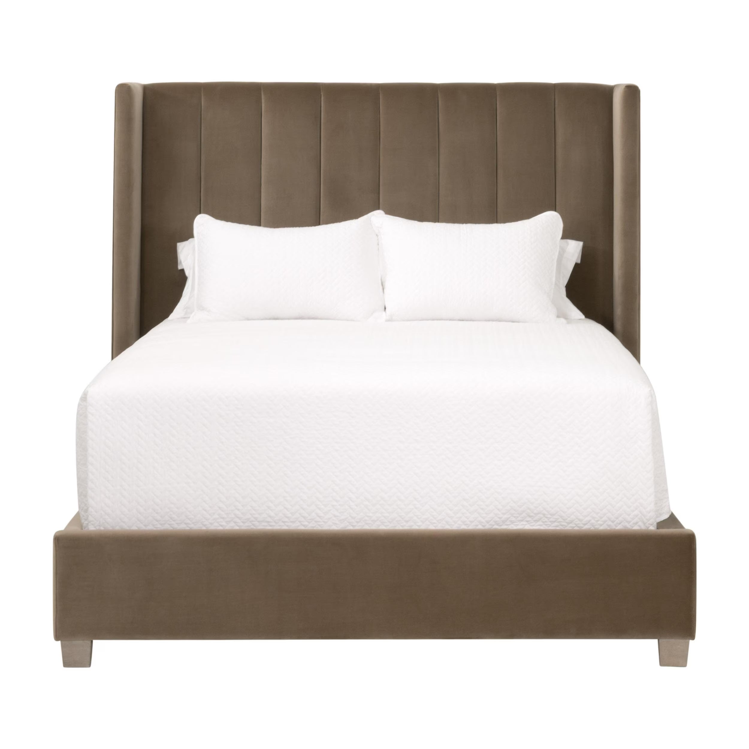 Essentials For Living Chandler Queen Bed ~ Caramel Velvet, Natural Gray Oak - Image 1