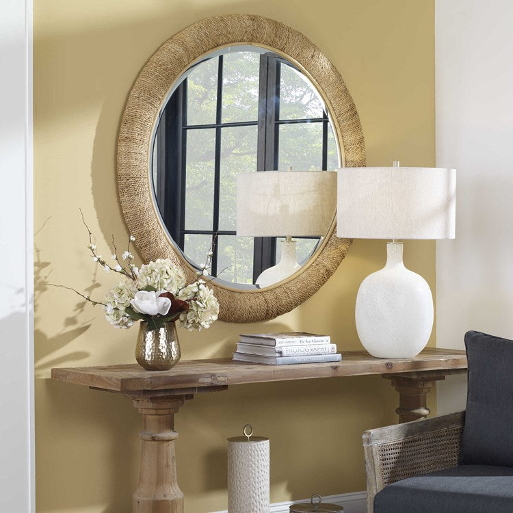 Uttermost Mariner Natural Woven Rattan Round Mirror - Image 3
