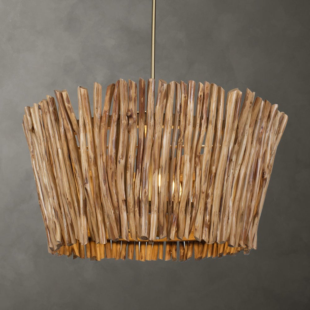 Uttermost Rhea Chandelier Trimmed Wooden Branches Shade - Image 1