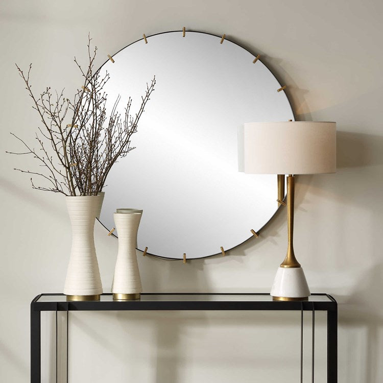Uttermost Pali Black Iron with Antiqued Gold Large Round Mirror - Image 1