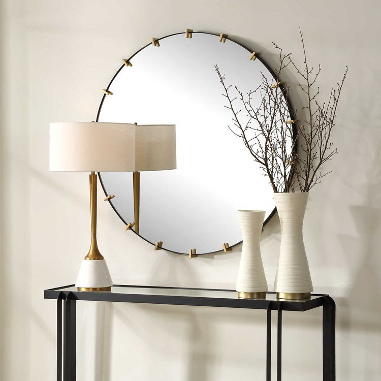 Uttermost Pali Black Iron with Antiqued Gold Large Round Mirror - Image 3