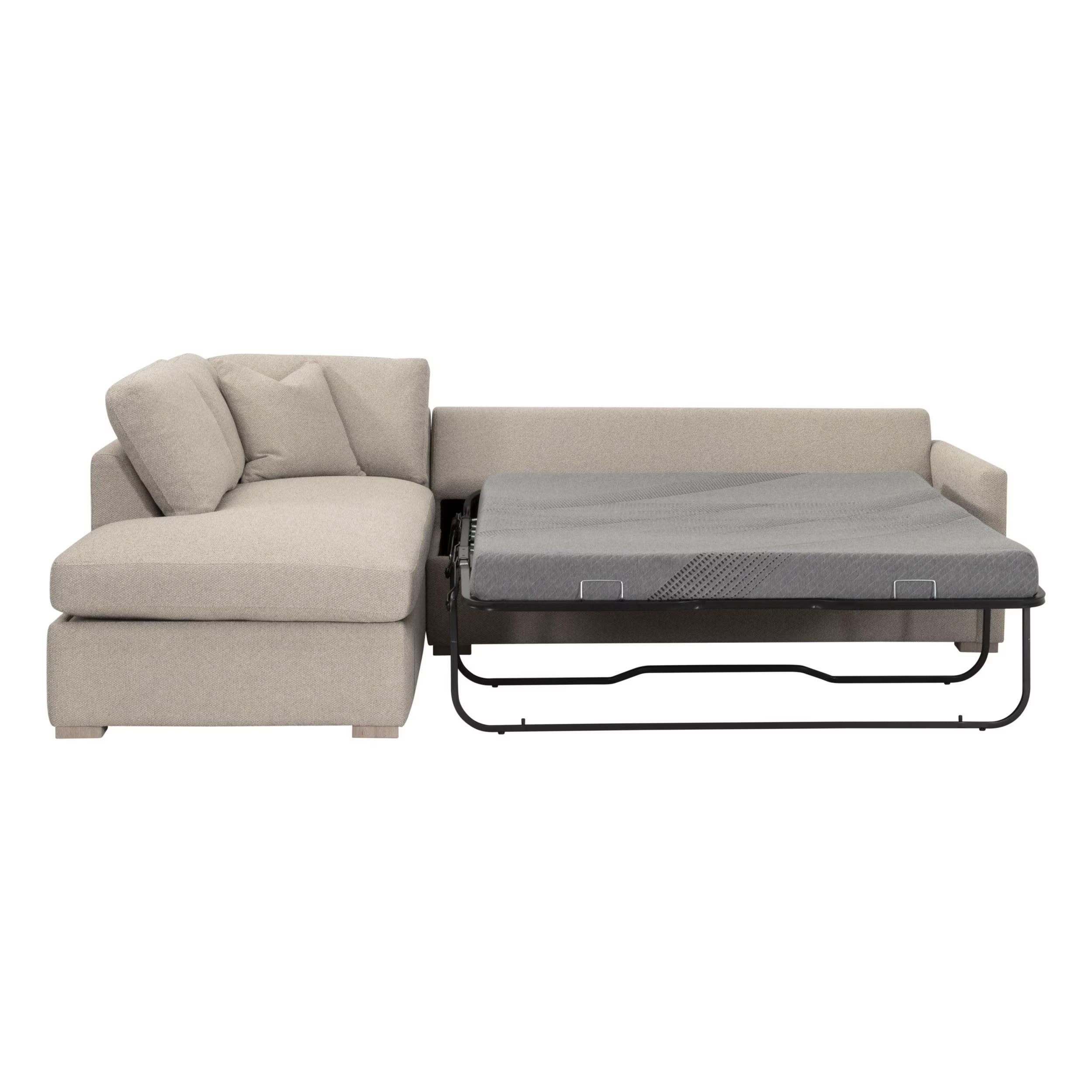 Essentials For Living Clara 112” Slim Arm Sleeper Queen LF Sectional ~ LiveSmart Gellar Jute, Natural Gray Oak - Image 3
