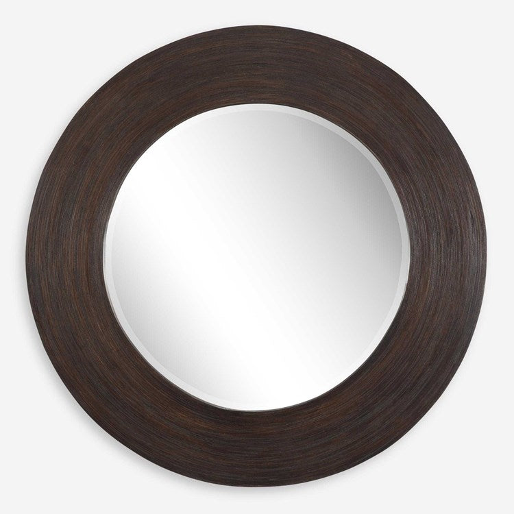 Uttermost Dutton Dark Stained Bamboo Round Mirror - Image 2
