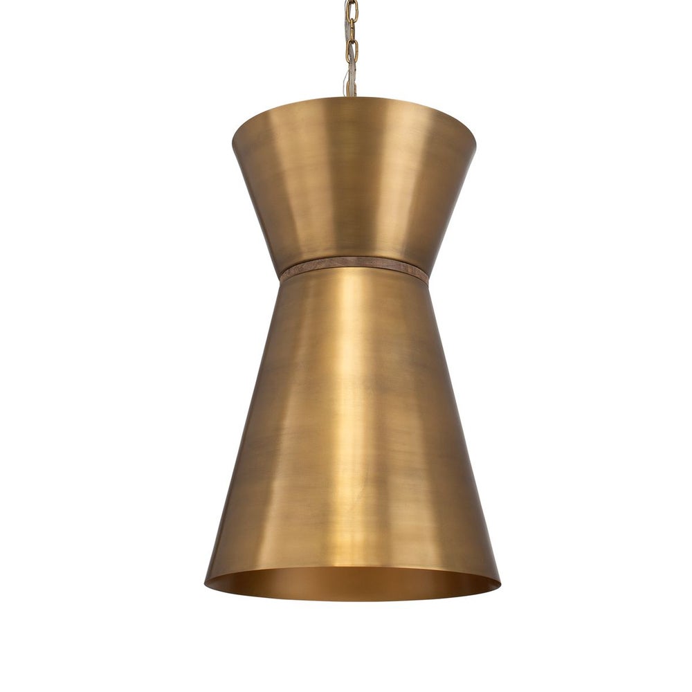 Uttermost Crocker Antique Brass Offset Cone Pendant - Image 2