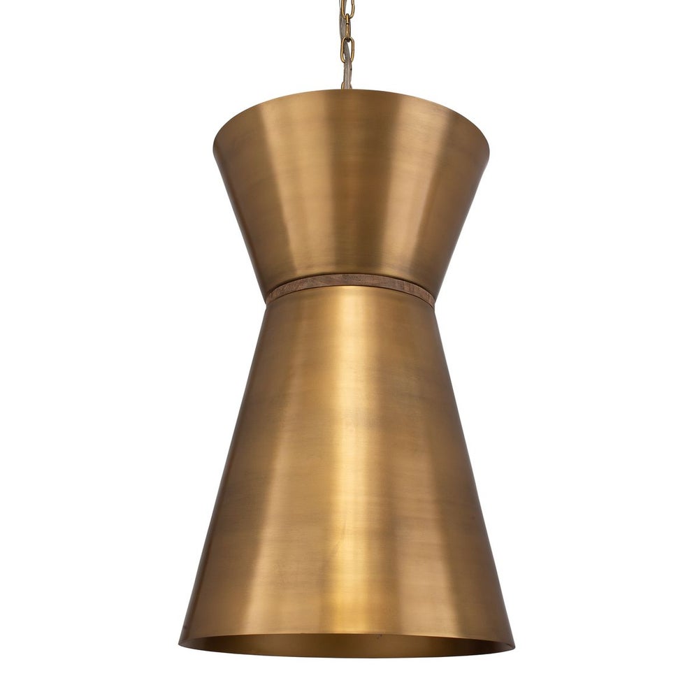 Uttermost Crocker Antique Brass Offset Cone Pendant - Image 3