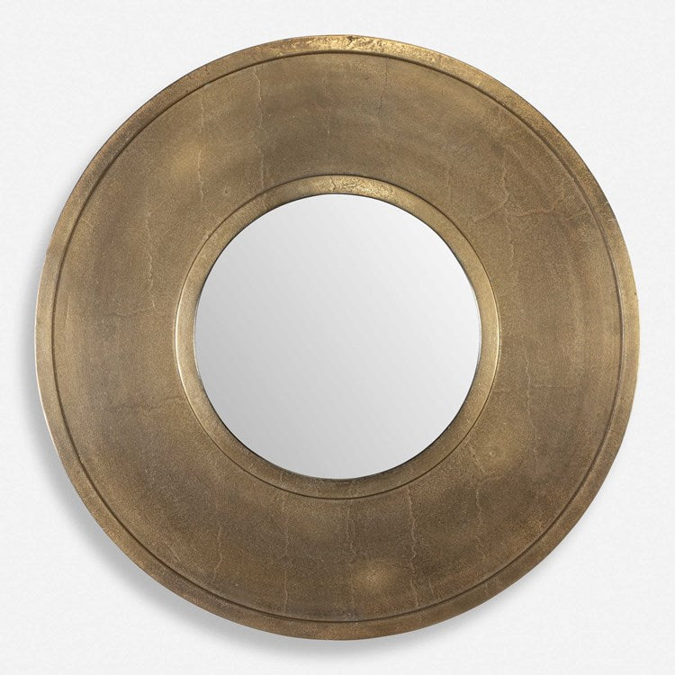 Uttermost Axel Antiqued Brass Round Mirror - Image 3