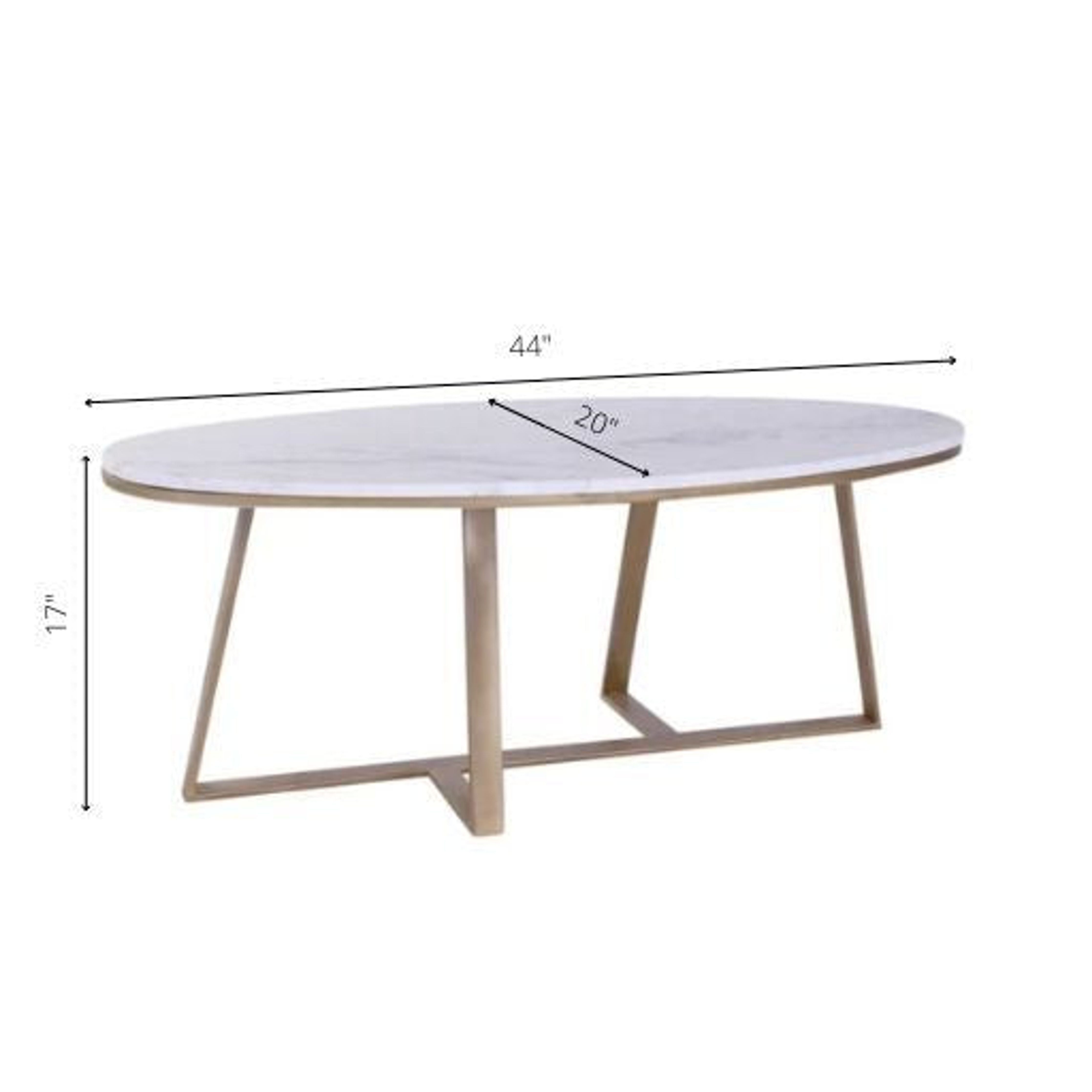 Surya Akola Modern White Marble Top With Gold Metal Base Coffee Table AKO-001 - Image 3