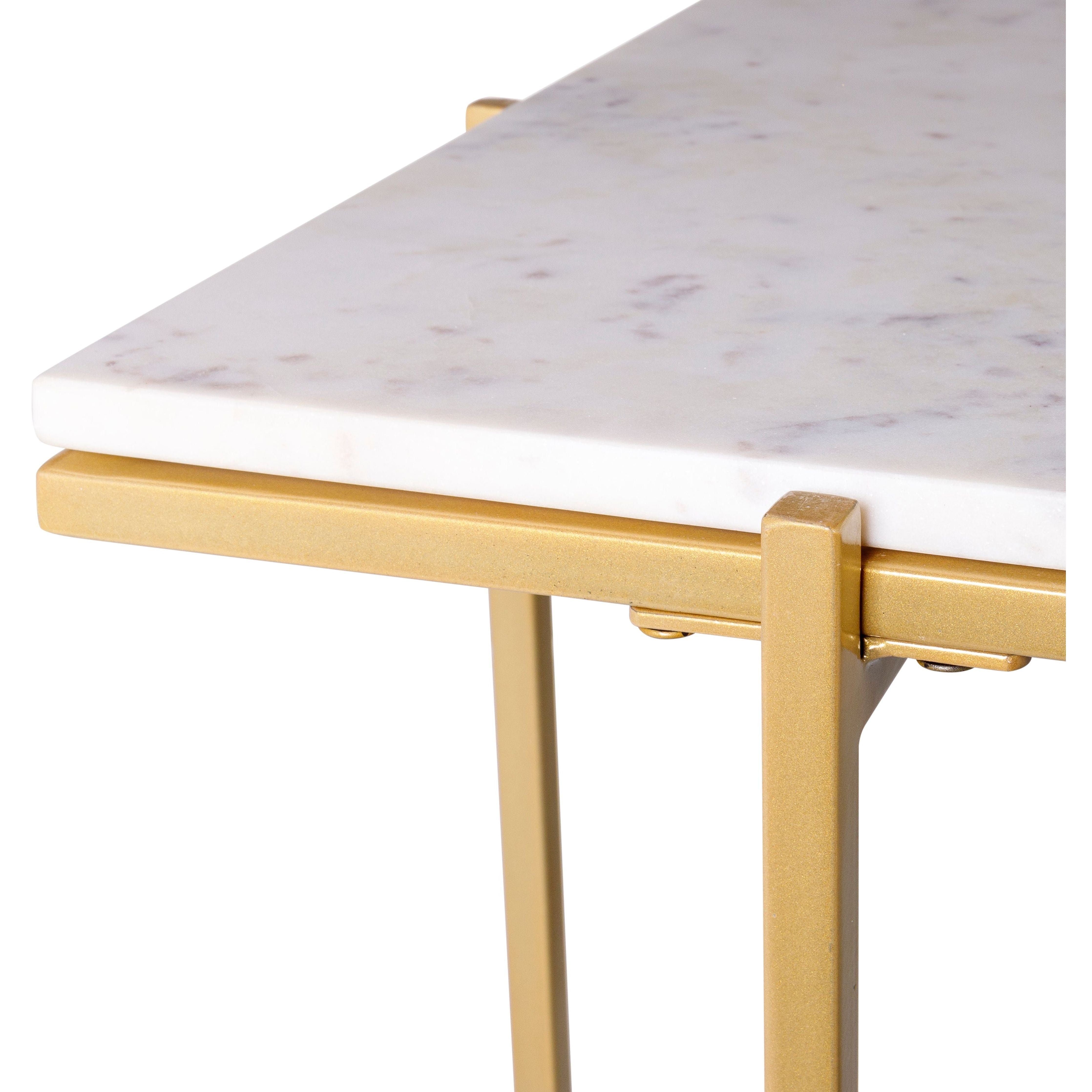 Surya Anaya Modern White Marble Top With Gold Metal Base Coffee Table ANA-007 - Image 2