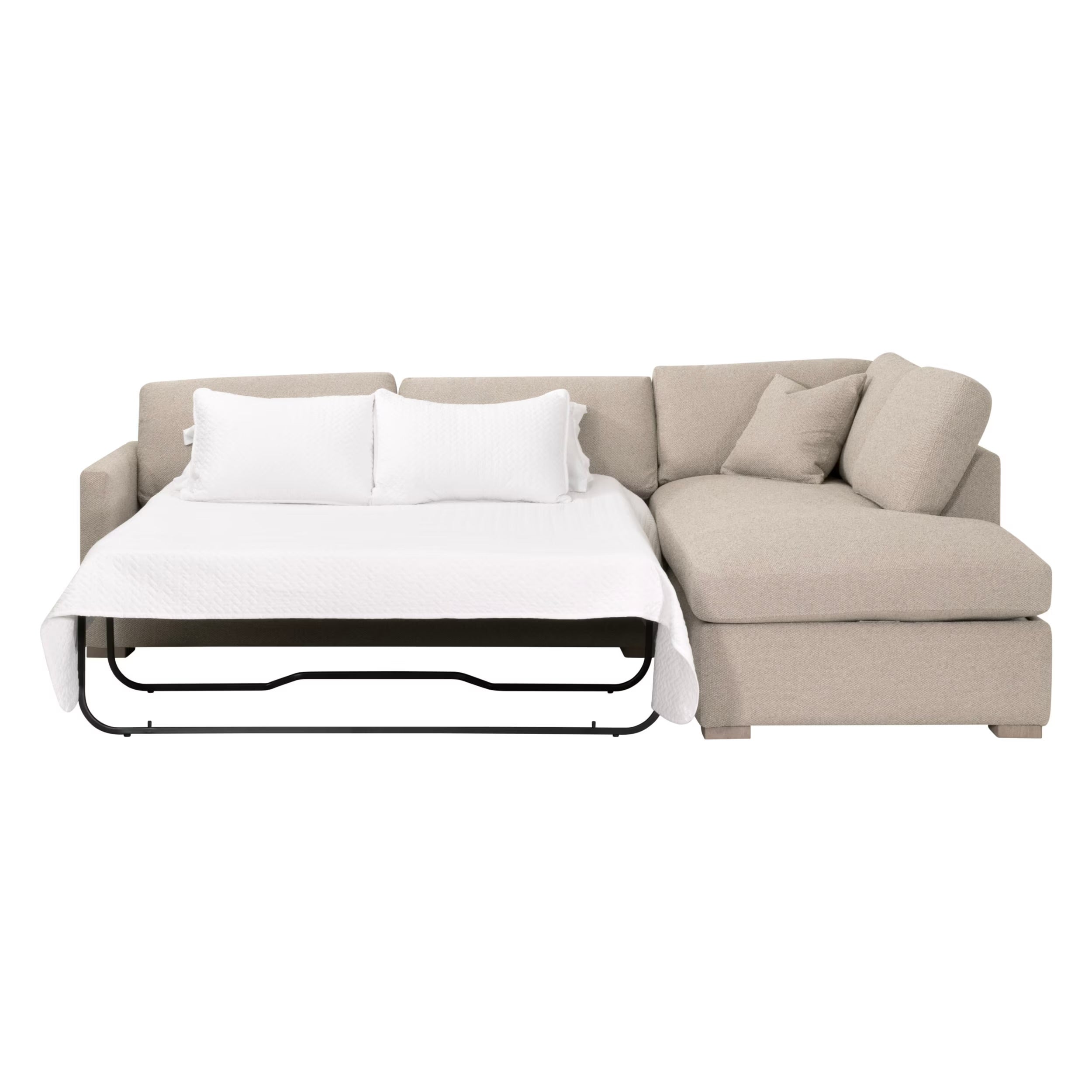 Essentials For Living Clara 112” Slim Arm Sleeper Queen RF Sectional ~ LiveSmart Gellar Jute, Natural Gray Oak - Image 2