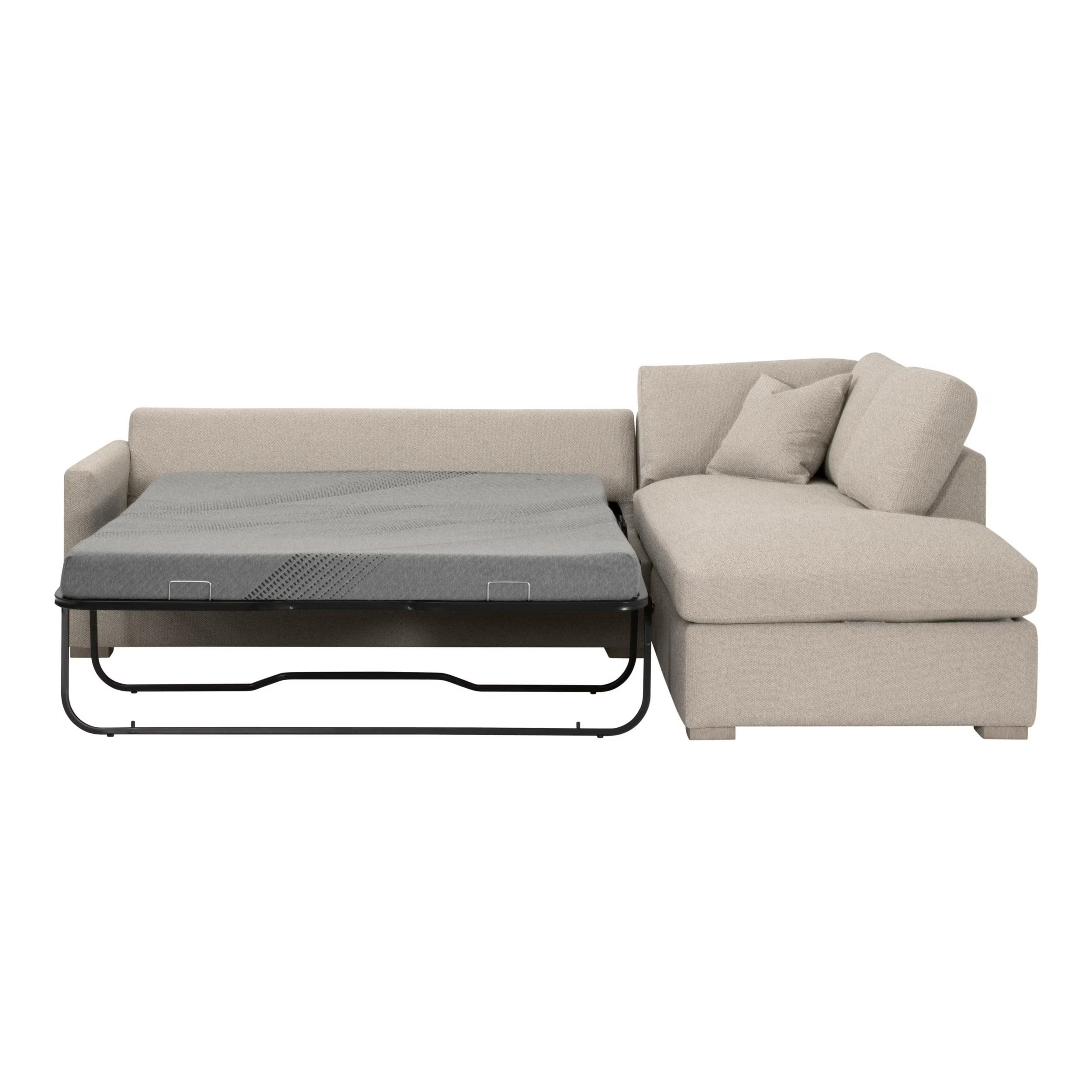 Essentials For Living Clara 112” Slim Arm Sleeper Queen RF Sectional ~ LiveSmart Gellar Jute, Natural Gray Oak - Image 3