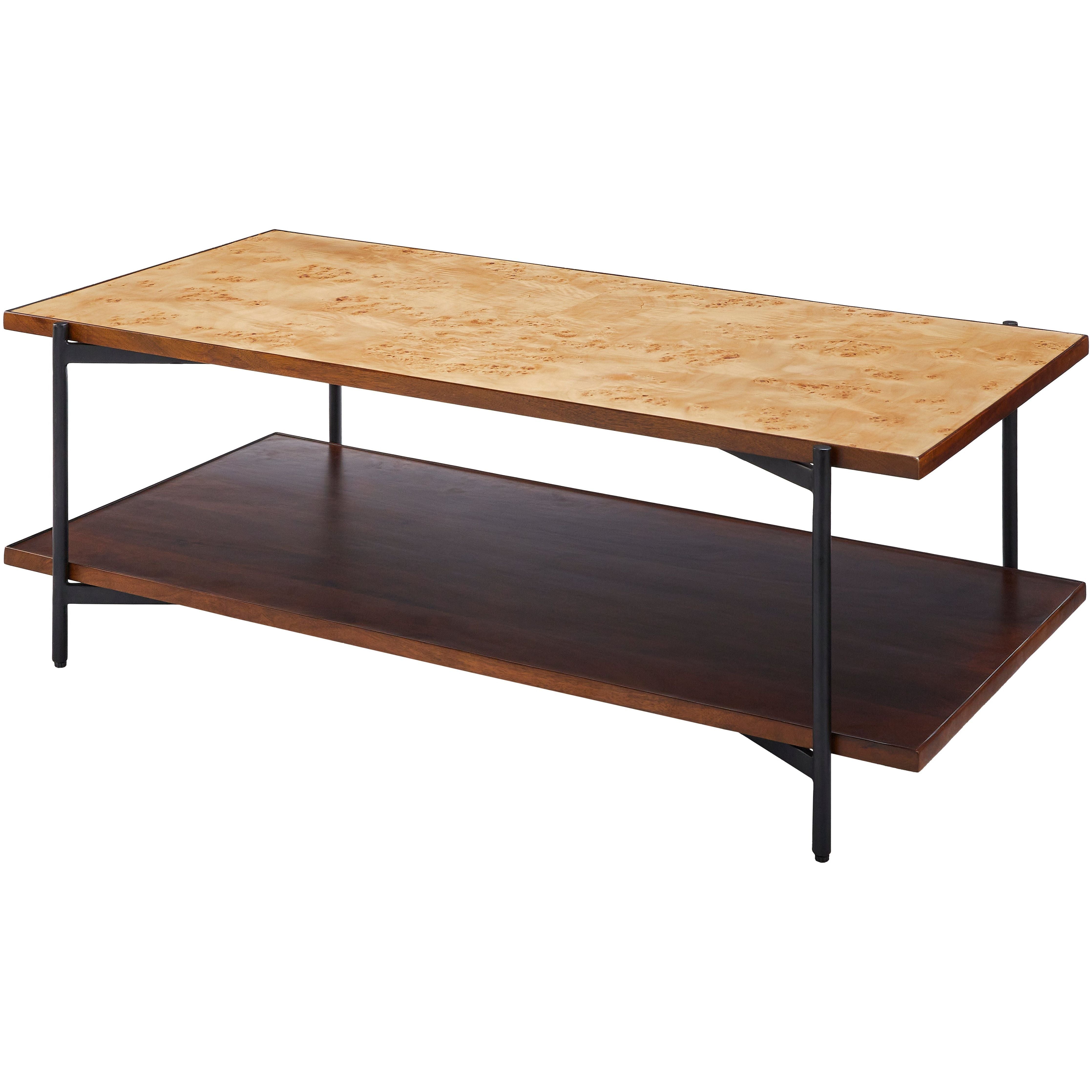 Surya Judith Modern Rustic Mango Wood With Metal Base Coffee Table - Image 1