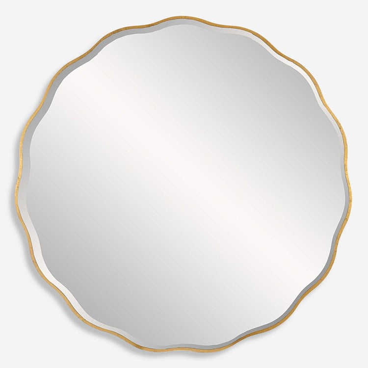 Uttermost Anita Aged Gold Scalloped Wood Large Round Mirror - Image 2
