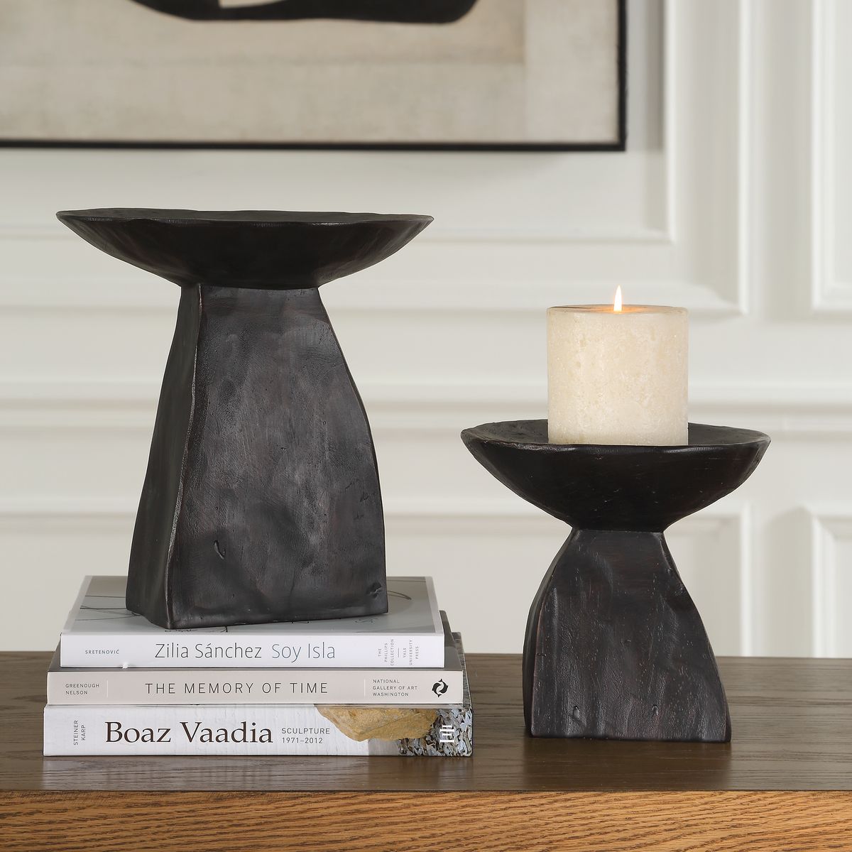 Uttermost Shadow Dark Brown Pedestal Bowls ~ Set Of 2 - Image 1