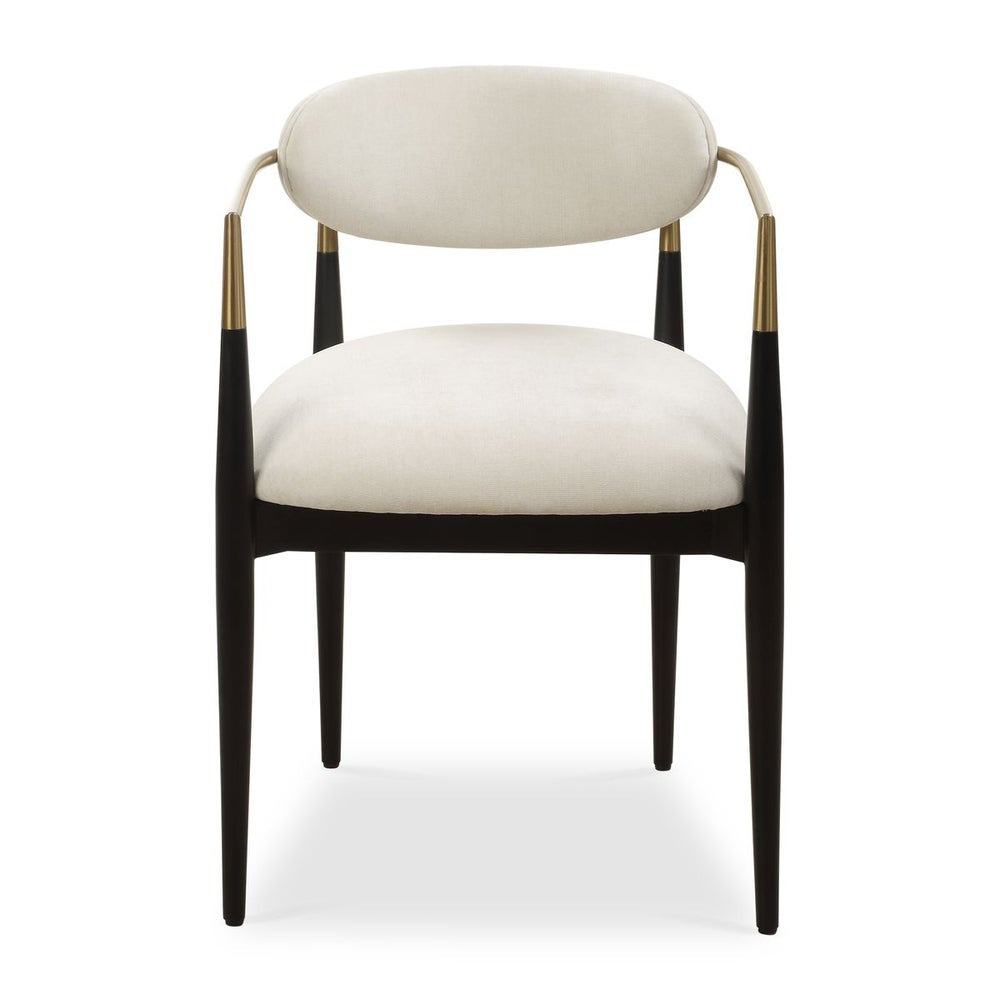 Uttermost Moxie Off-White Velvet Dining Chair With Matte Black Wood and Brushed Brass - Image 3