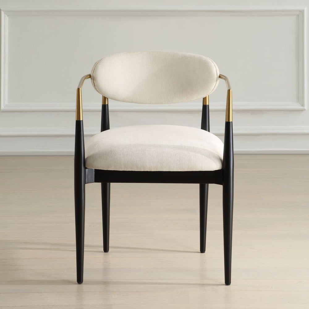 Uttermost Moxie Off-White Velvet Dining Chair With Matte Black Wood and Brushed Brass - Image 1