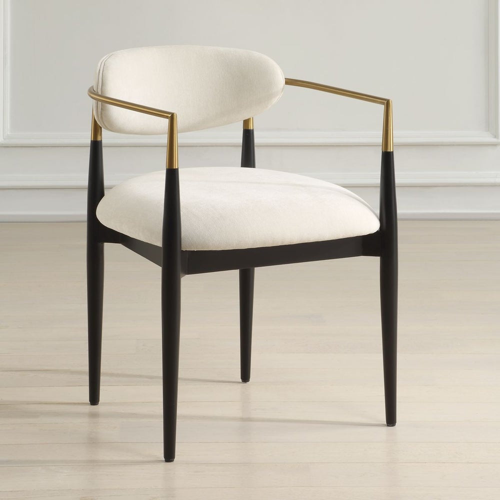 Uttermost Moxie Off-White Velvet Dining Chair With Matte Black Wood and Brushed Brass - Image 2