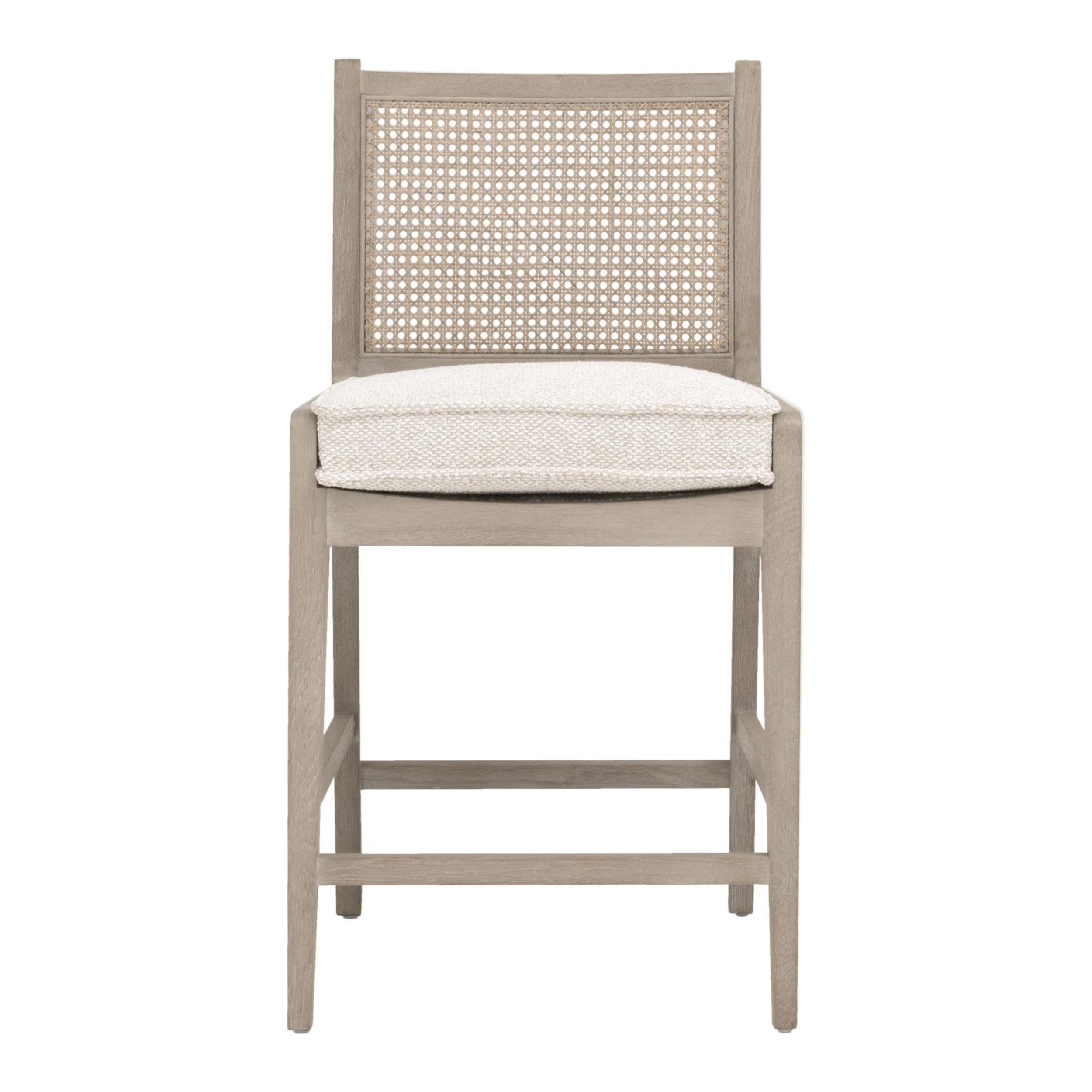 Essentials For Living Leone Counter Stool ~ LiveSmart Gellar Linen, Natural Gray Oak, Cane - Image 1