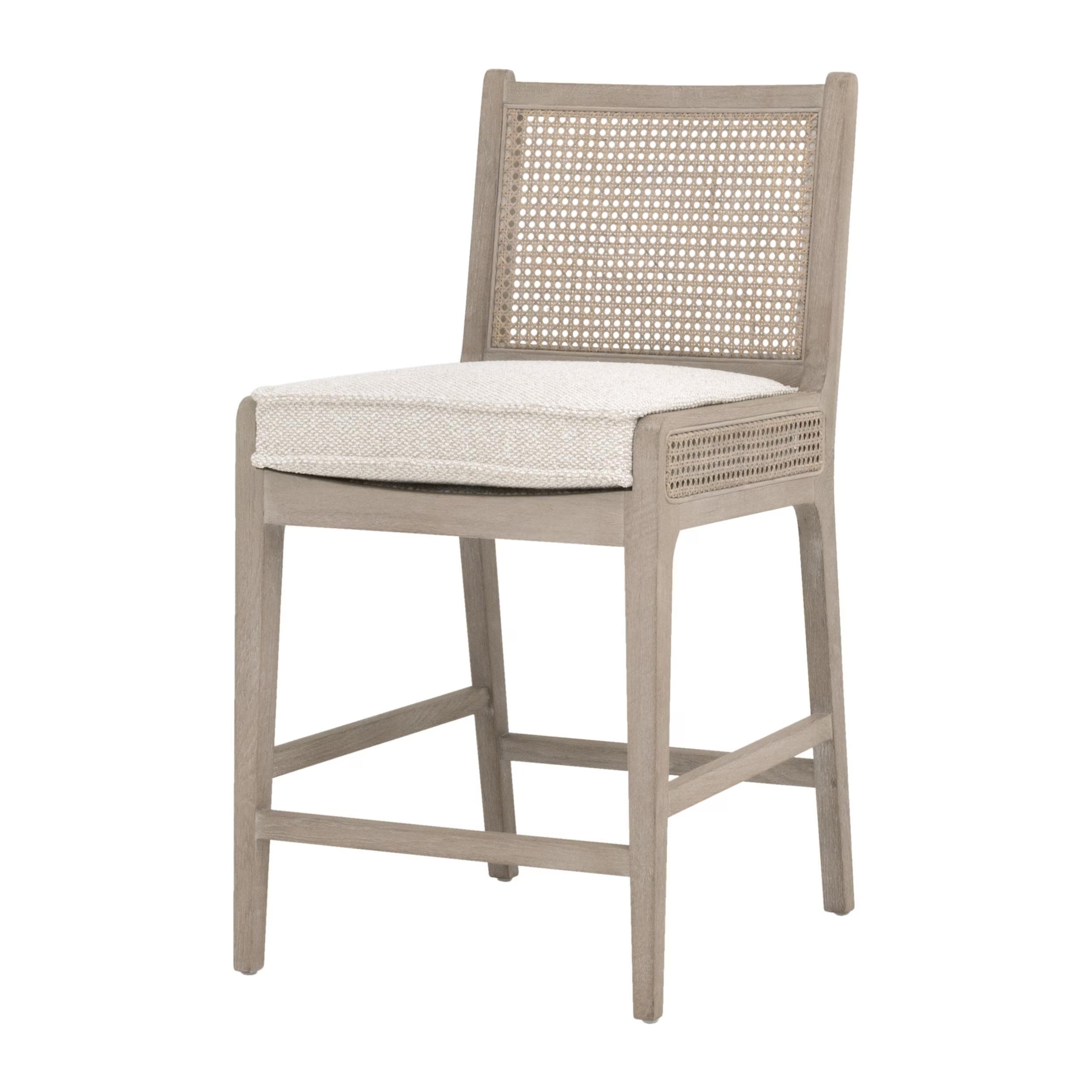 Essentials For Living Leone Counter Stool ~ LiveSmart Gellar Linen, Natural Gray Oak, Cane - Image 2