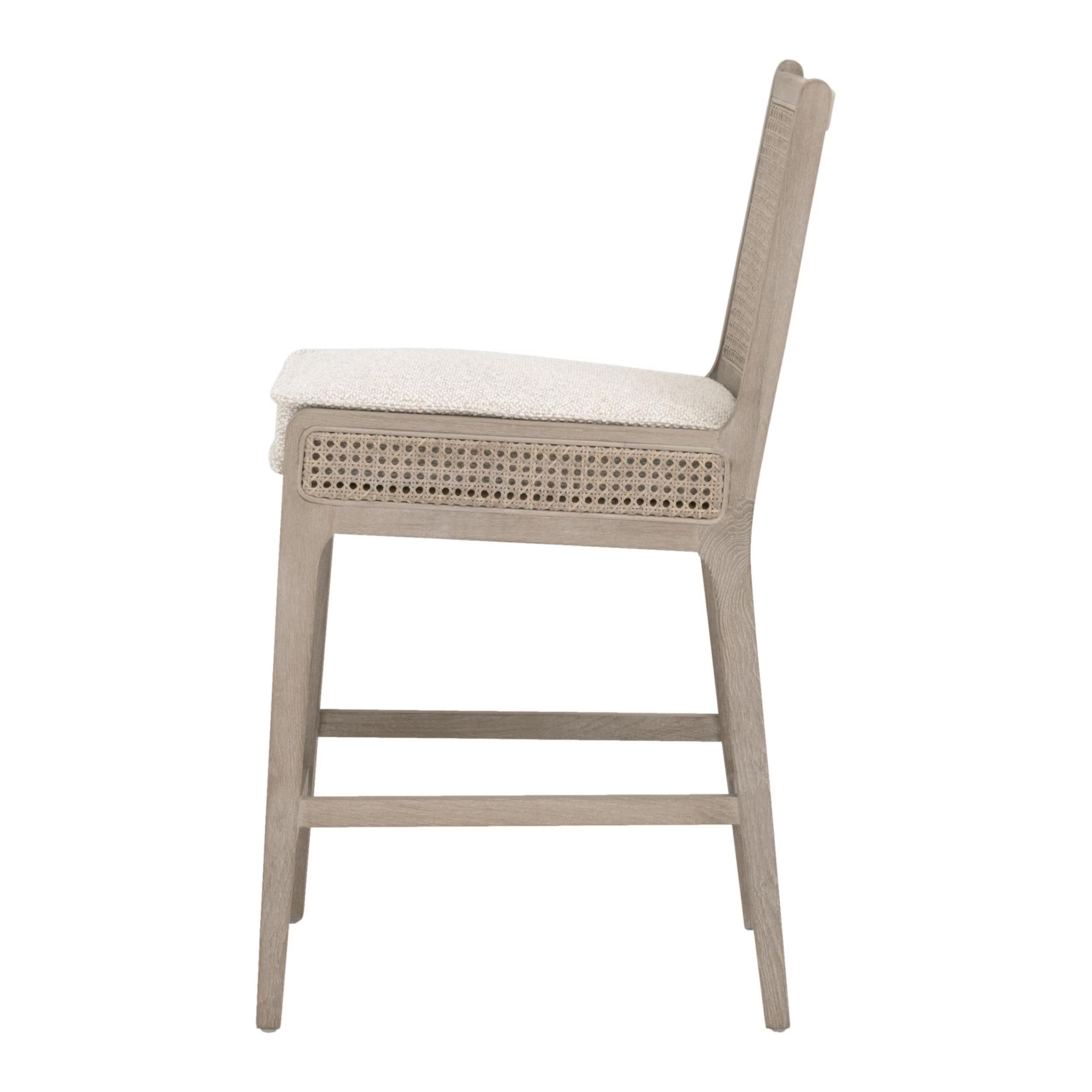 Essentials For Living Leone Counter Stool ~ LiveSmart Gellar Linen, Natural Gray Oak, Cane - Image 3